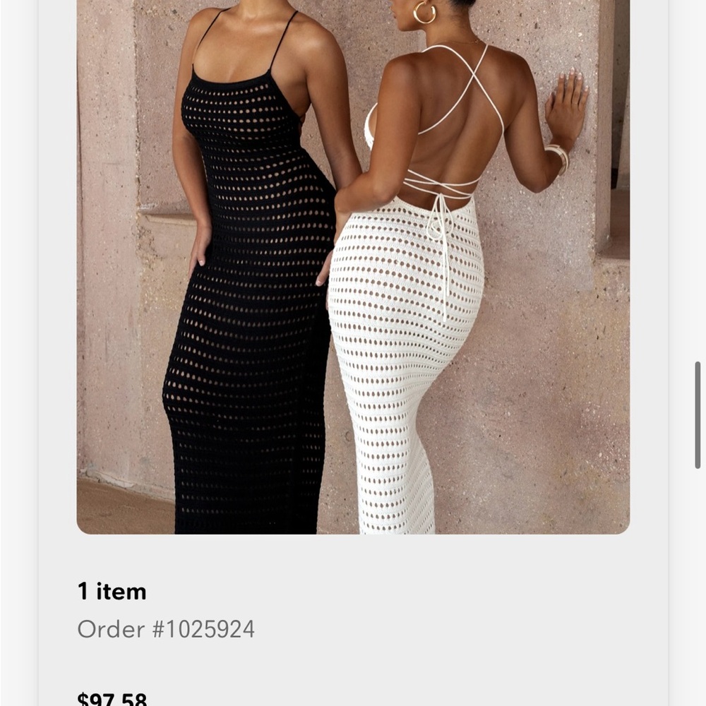 Elegant Black and White Crochet Dress